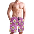 thumbnail image 1 of Dailycode Men's Quick Dry Swim Trunks Beach Shorts Casual Summer Board Shorts with Pockets, Groovy Daisy and Chessboard, 1 of 8