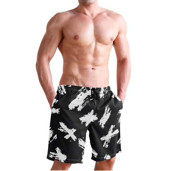 Dailycode Men's Quick Dry Swim Trunks Beach Shorts Casual Summer Board Shorts with Pockets, Hand Drawn Dot Art