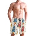 thumbnail image 1 of Dailycode Men's Quick Dry Swim Trunks Beach Shorts Casual Summer Board Shorts with Pockets, Hand Drawn Rocket, 1 of 8