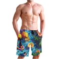 thumbnail image 1 of Dailycode Men's Quick Dry Swim Trunks Beach Shorts Casual Summer Board Shorts with Pockets, Lemons Wine Leaves on Water, 1 of 8