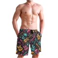 thumbnail image 1 of Dailycode Men's Quick Dry Swim Trunks Beach Shorts Casual Summer Board Shorts with Pockets, Neon Guitar and Skull, 1 of 8