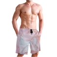 thumbnail image 1 of Dailycode Men's Quick Dry Swim Trunks Beach Shorts Casual Summer Board Shorts with Pockets, Pink Turquoise Lavender Marble, 1 of 8