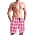 thumbnail image 1 of Dailycode Men's Quick Dry Swim Trunks Beach Shorts Casual Summer Board Shorts with Pockets, Pink White Plaid, 1 of 8