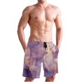 thumbnail image 1 of Dailycode Men's Quick Dry Swim Trunks Beach Shorts Casual Summer Board Shorts with Pockets, Purple Lilac Gold Marble, 1 of 8