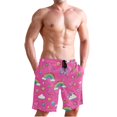 thumbnail image 1 of Dailycode Men's Quick Dry Swim Trunks Beach Shorts Casual Summer Board Shorts with Pockets, Rainbow Cloud Heard Flower Star, 1 of 8