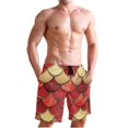 thumbnail image 1 of Dailycode Men's Quick Dry Swim Trunks Beach Shorts Casual Summer Board Shorts with Pockets, Red Gold Scales, 1 of 8