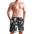 thumbnail image 1 of Dailycode Men's Quick Dry Swim Trunks Beach Shorts Casual Summer Board Shorts with Pockets, Skeleton Skull Guitar Rose, 1 of 8