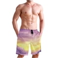 thumbnail image 1 of Dailycode Men's Quick Dry Swim Trunks Beach Shorts Casual Summer Board Shorts with Pockets, Snow Mountain with Aurora, 1 of 8