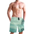 thumbnail image 1 of Dailycode Men's Quick Dry Swim Trunks Beach Shorts Casual Summer Board Shorts with Pockets, Tree on Lakeside, 1 of 8