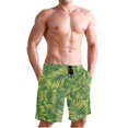 thumbnail image 1 of Dailycode Men's Quick Dry Swim Trunks Beach Shorts Casual Summer Board Shorts with Pockets, Vibrant Palm Leaves, 1 of 8