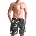 thumbnail image 1 of Dailycode Men's Quick Dry Swim Trunks Beach Shorts Casual Summer Board Shorts with Pockets, White and Black Cats, 1 of 8