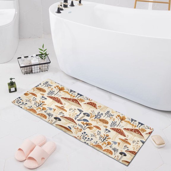 Dailycode Mushroom and Herb Bathroom Rugs Non Slip Absorbent Soft Plush Quick Dry Bath Mat, 39"x20"