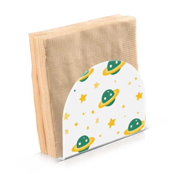 Dailycode Napkin Holder for Table Acrylic Kitchen Paper Tissue Dispenser, Green Yellow Ufo Stars