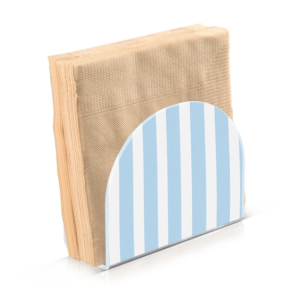 Dailycode Napkin Holder for Table Acrylic Kitchen Paper Tissue Dispenser, Light Blue and White Stripes