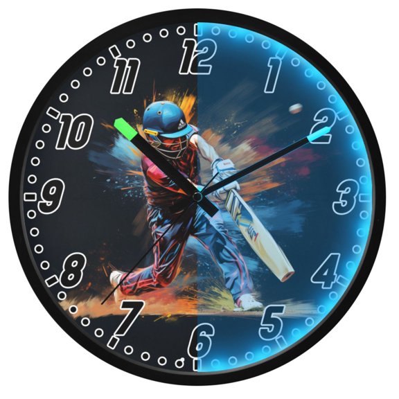 Dailycode Night Light Wall Clock Glow in The Dark 12 inch Battery Operated Silent Luminous Clocks, Baseball Batter