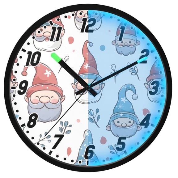 Dailycode Night Light Wall Clock Glow in The Dark 12 inch Battery Operated Silent Luminous Clocks, Christmas Santa Claus Cute Face