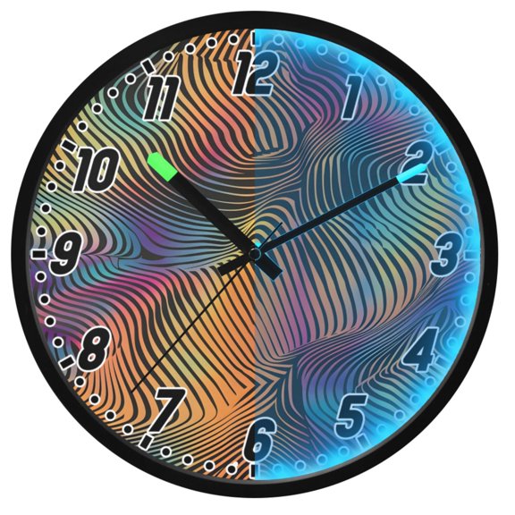 Dailycode Night Light Wall Clock Glow in The Dark 12 inch Battery Operated Silent Luminous Clocks, Colorful Curve Lines