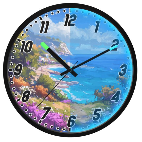 Dailycode Night Light Wall Clock Glow in The Dark 12 inch Battery Operated Silent Luminous Clocks, Flower Seacoast
