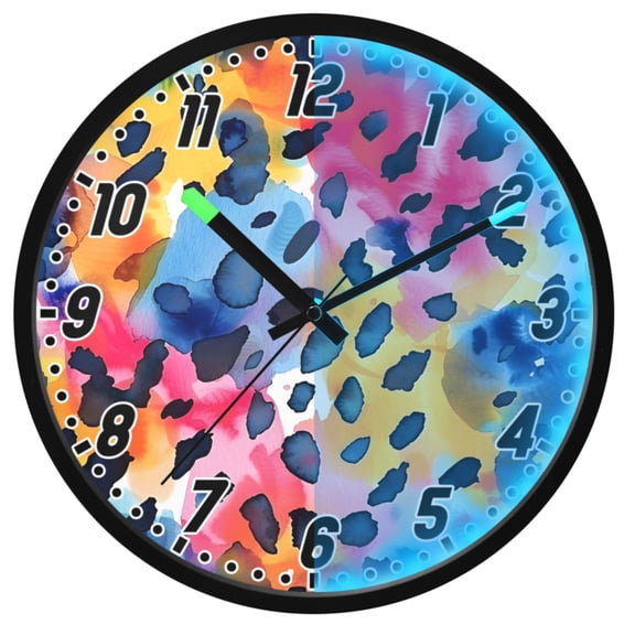 Dailycode Night Light Wall Clock Glow in The Dark 12 inch Battery Operated Silent Luminous Clocks, Gorgeous Leopard
