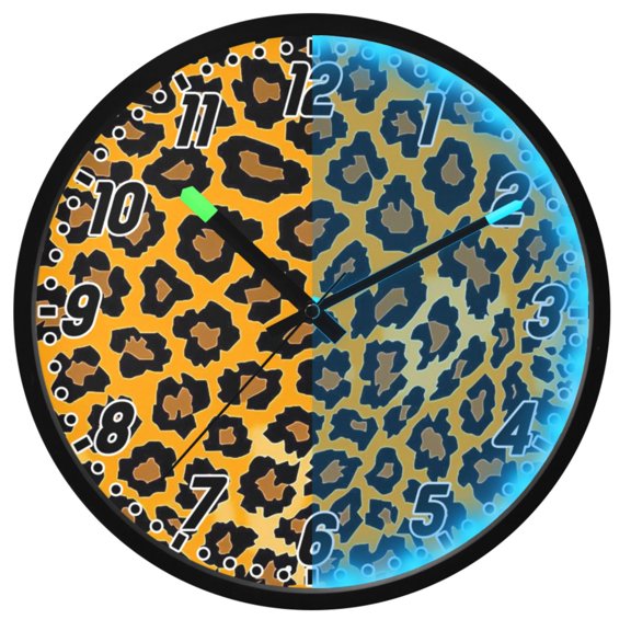 Dailycode Night Light Wall Clock Glow in The Dark 12 inch Battery Operated Silent Luminous Clocks, Leopard Print Clip Art