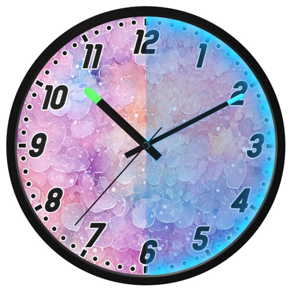 Dailycode Night Light Wall Clock Glow in The Dark 12 inch Battery Operated Silent Luminous Clocks, Pastel Fish Scale