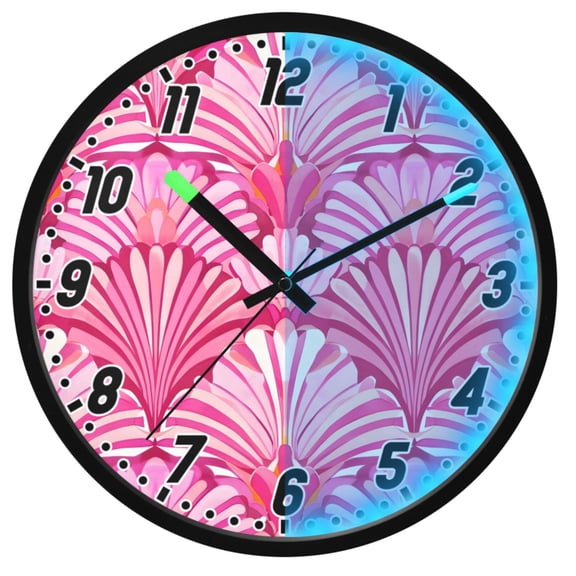 Dailycode Night Light Wall Clock Glow in The Dark 12 inch Battery Operated Silent Luminous Clocks, Pink Striped Shells