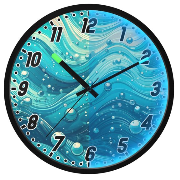 Dailycode Night Light Wall Clock Glow in The Dark 12 inch Battery Operated Silent Luminous Clocks, Shining Blue Wave