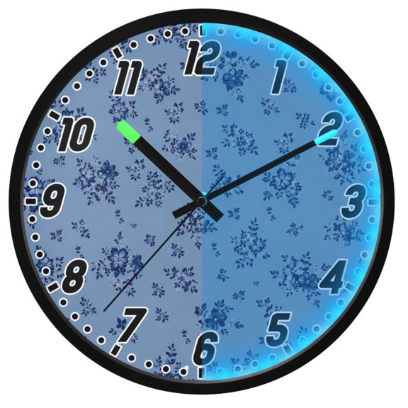 Dailycode Night Light Wall Clock Glow in The Dark 12 inch Battery Operated Silent Luminous Clocks, Slate Blue Ditsy Floral