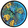 thumbnail image 1 of Dailycode Night Light Wall Clock Glow in The Dark 12 inch Battery Operated Silent Luminous Clocks, Tropical Blue Yellow Leaves, 1 of 8