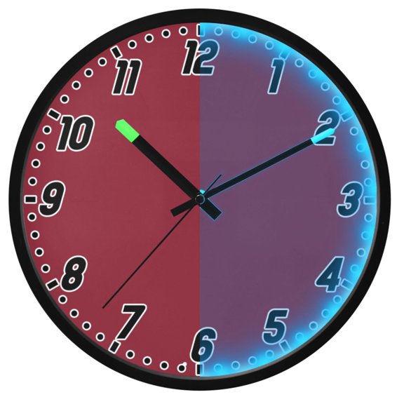 Dailycode Night Light Wall Clock Glow in The Dark 12 inch Battery Operated Silent Luminous Clocks, Wine Red