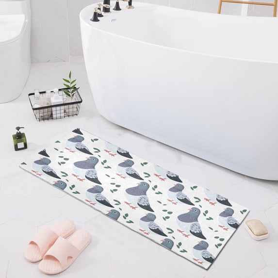 Dailycode Pigeon and Leaf Bathroom Rugs Non Slip Absorbent Soft Plush Quick Dry Bath Mat, 39"x20"