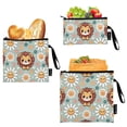 thumbnail image 1 of Dailycode Reusable Ziploc Bags Leakproof Sandwich Snack Freezer Bags Cute Lion Face and Daisy 3 pack, 1 of 7