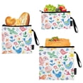 thumbnail image 1 of Dailycode Reusable Ziploc Bags Leakproof Sandwich Snack Freezer Bags Hand-drawn Chicken Flower Bird 3 pack, 1 of 7