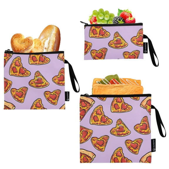 Dailycode Reusable Ziploc Bags Leakproof Sandwich Snack Freezer Bags Heart Shaped Pizzas 3 pack