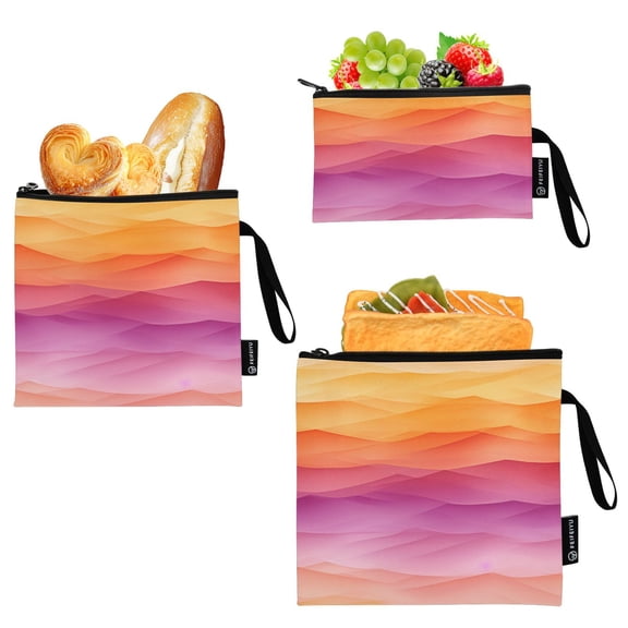 Dailycode Reusable Ziploc Bags Leakproof Sandwich Snack Freezer Bags Multicolored Hills 3 pack