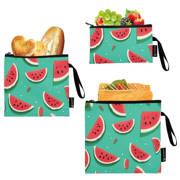 Dailycode Reusable Ziploc Bags Leakproof Sandwich Snack Freezer Bags Various Watermelon 3 pack