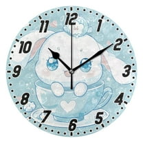 Dailycode Round Wall Clock Battery Operated Silent Non-Ticking Hanging Clock 10" Cute Cinnamoroll Sanrio in Cup
