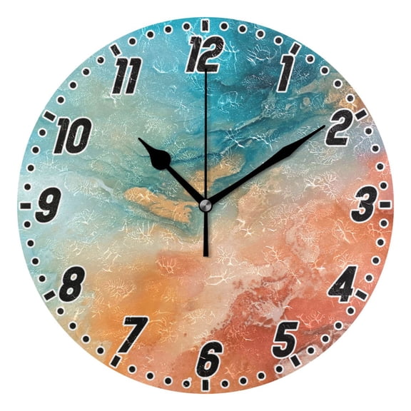 Dailycode Round Wall Clock Battery Operated Silent Non-Ticking Hanging Clock 10" Green Blue Red Orange Marble
