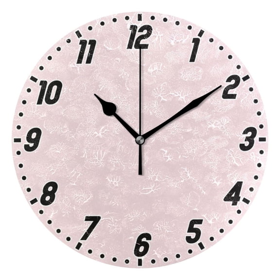 Dailycode Round Wall Clock Battery Operated Silent Non-Ticking Hanging Clock 10" Light Pink