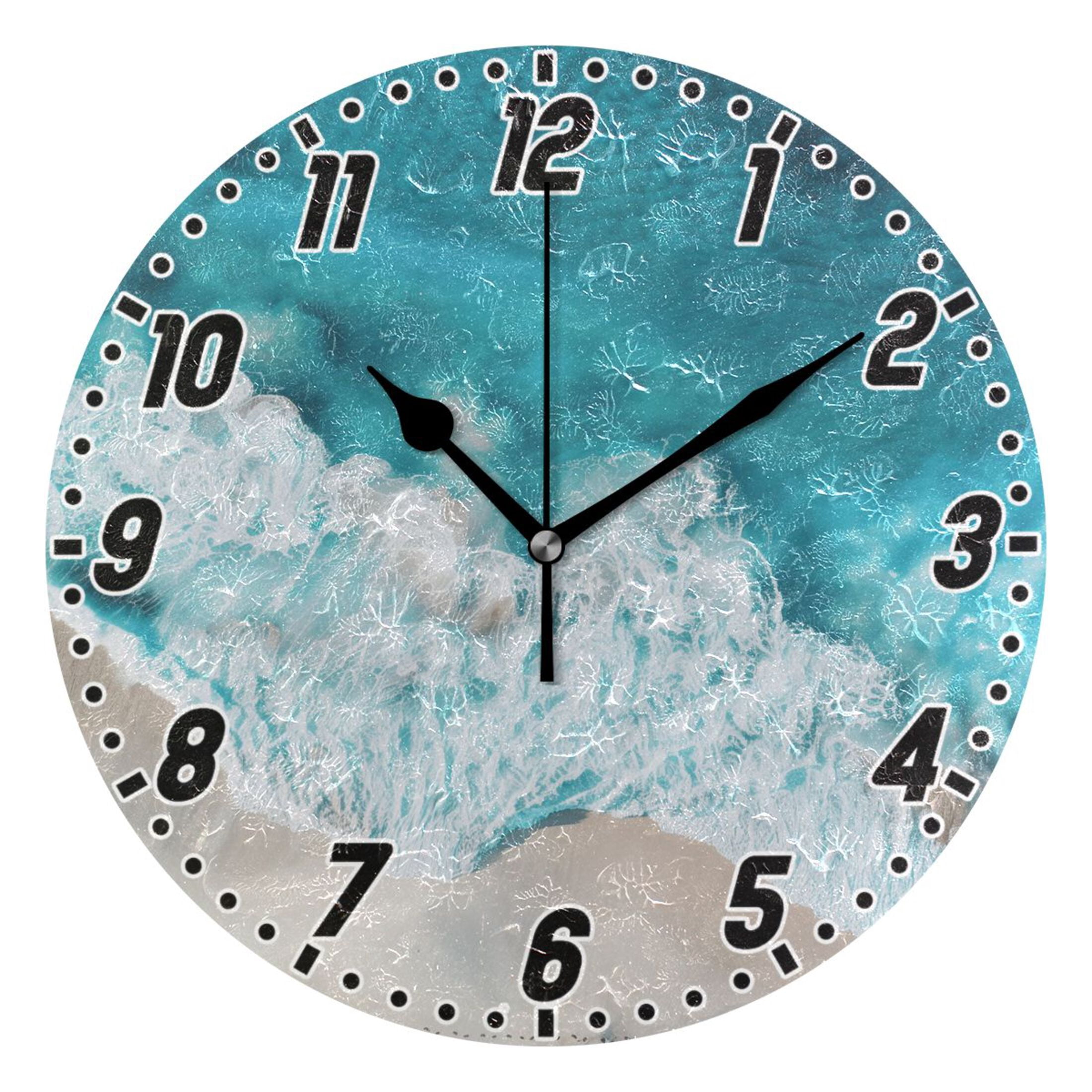 Dailycode Round Wall Clock Battery Operated Silent Non-Ticking Hanging ...