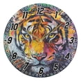 thumbnail image 1 of Dailycode Round Wall Clock Battery Operated Silent Non-Ticking Hanging Clock Gold Pointer 10" Abstract Art Oil Painting Tiger, 1 of 10