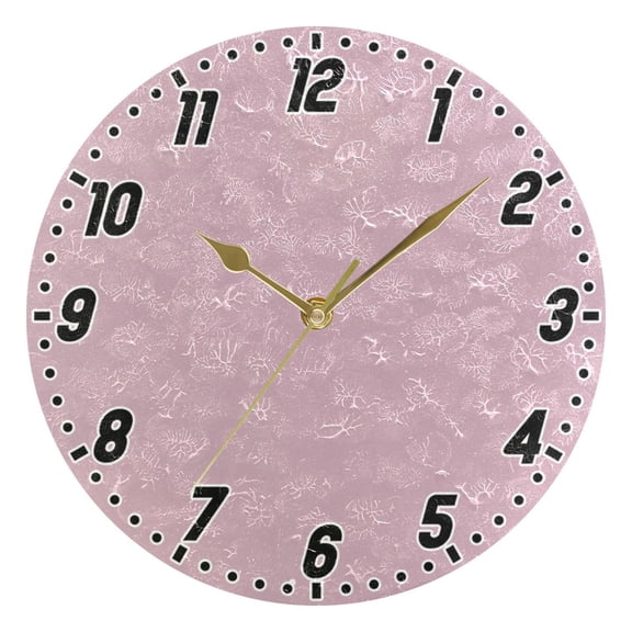 Dailycode Round Wall Clock Battery Operated Silent Non-Ticking Hanging Clock Gold Pointer 10" Pale Mauve