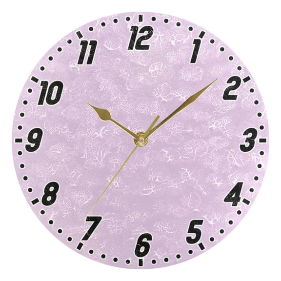 Dailycode Round Wall Clock Battery Operated Silent Non-Ticking Hanging Clock Gold Pointer 10" Taro Purple