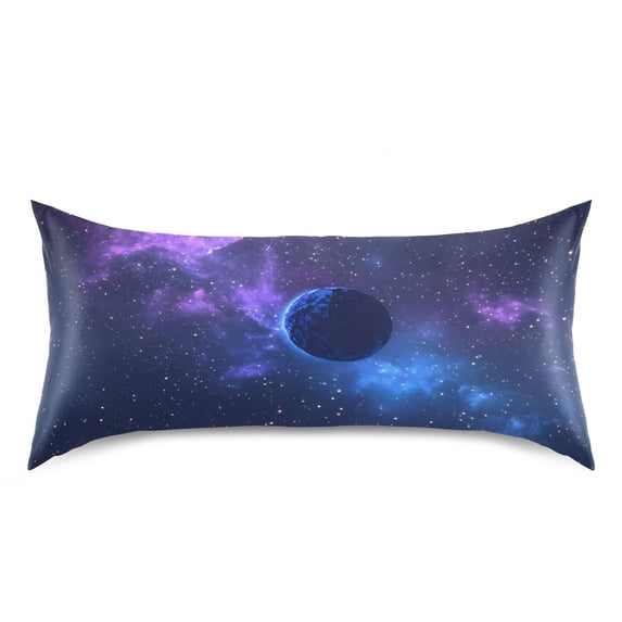 Dailycode Satin Pillow Case King Silk Pillow Cover for Hair and Skin Envelope Closure Blue Planet in Space 20"x40"