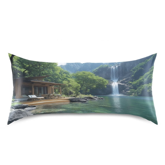 Dailycode Satin Pillow Case King Silk Pillow Cover for Hair and Skin Envelope Closure Cabin by Lake 20"x40"