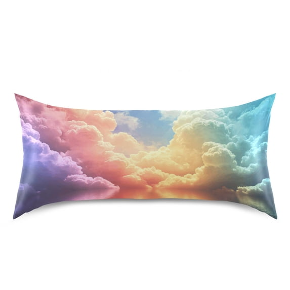 Dailycode Satin Pillow Case King Silk Pillow Cover for Hair and Skin Envelope Closure Colorful Clouds on Sea 20"x40"