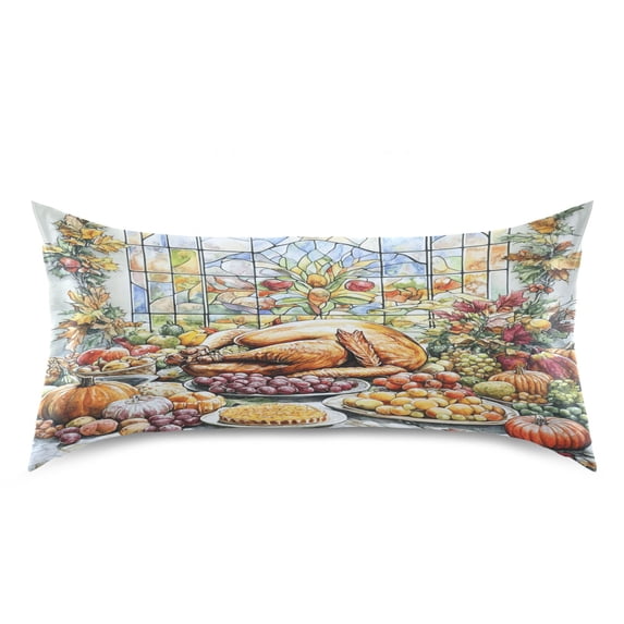 Dailycode Satin Pillow Case King Silk Pillow Cover for Hair and Skin Envelope Closure Food on Beautifully Table 20"x40"
