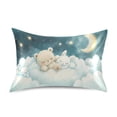 thumbnail image 1 of Dailycode Satin Pillow Case Queen Silk Pillow Cover for Hair and Skin Envelope Closure Bear Rabbit Sleep on Cloud 20"x30", 1 of 9