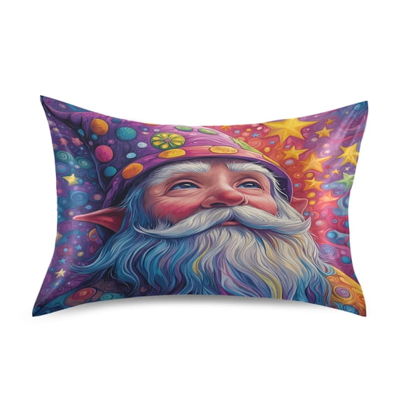 Dailycode Satin Pillow Case Queen Silk Pillow Cover for Hair and Skin Envelope Closure Cartoon Colorful Gnome 20"x30"
