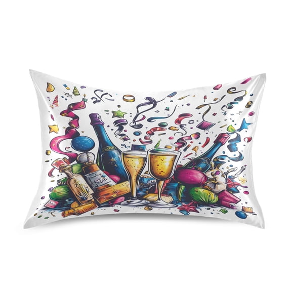 Dailycode Satin Pillow Case Queen Silk Pillow Cover for Hair and Skin Envelope Closure New Year Party 20"x30"